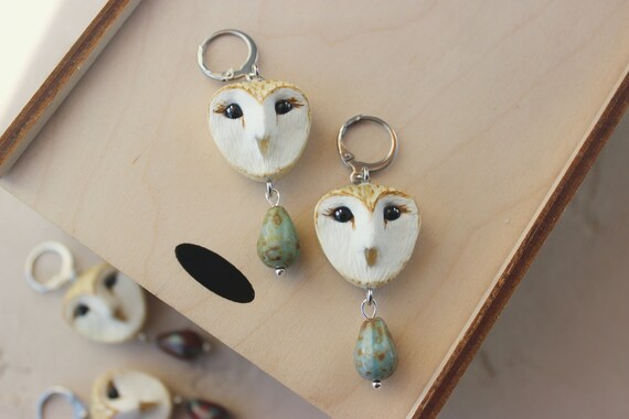 Earrings with small owls Cute owls Jewelry with an owl as a gift Animal totem Magic jewelry Nature Jewelry Barn Owls Predatory bird Forest
