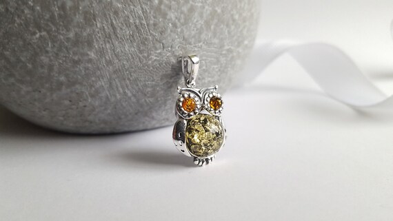 Small Amber Owl Pendant