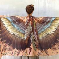 Wings Scarf, Bird Scarf, Owl Scarf, Burning Man Clothing, Fall Style, Adult Costume, Shamani...