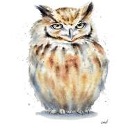 Owl Watercolor Painting Print