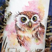 Owl - ORIGINAL watercolor painting 7.5x11 inches