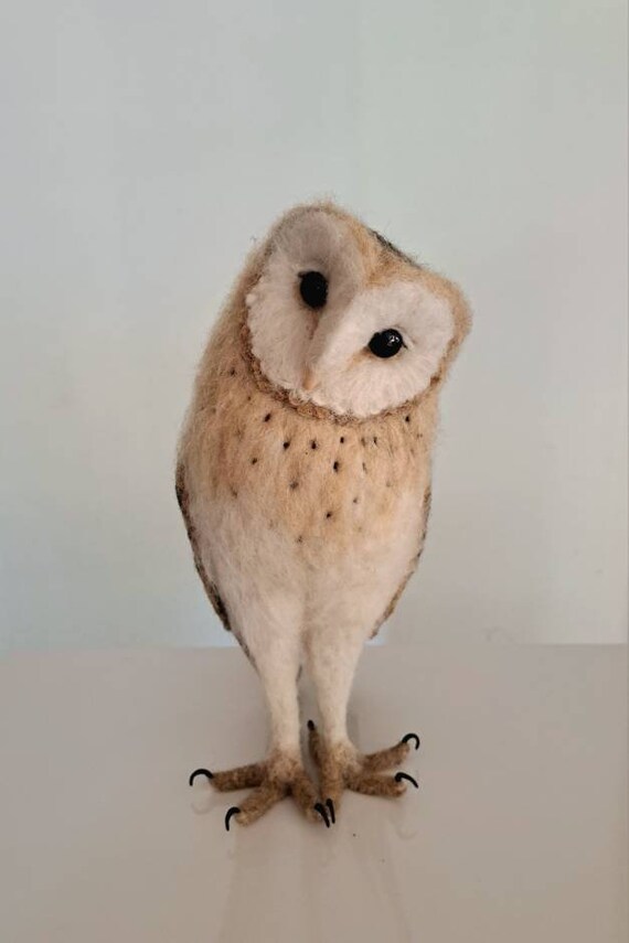 Needle felted Barn Owl sculpture