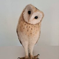 Needle felted Barn Owl sculpture