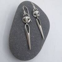 Owl Earrings / Sterling Silver Owl and Spike Earring / Snowy Owl / Barn Owl / Gift for Night...