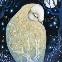 Limited edition Owl giclee print: Asleep Under the Stars