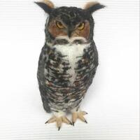 Needle felted Great Horned Owl sculpture fiber art