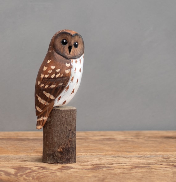 Barred Owl  - Mini - 5"H - Hand Carved | Wooden Bird