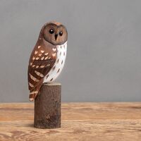 Mini Hand Carved Wooden Barred Owl