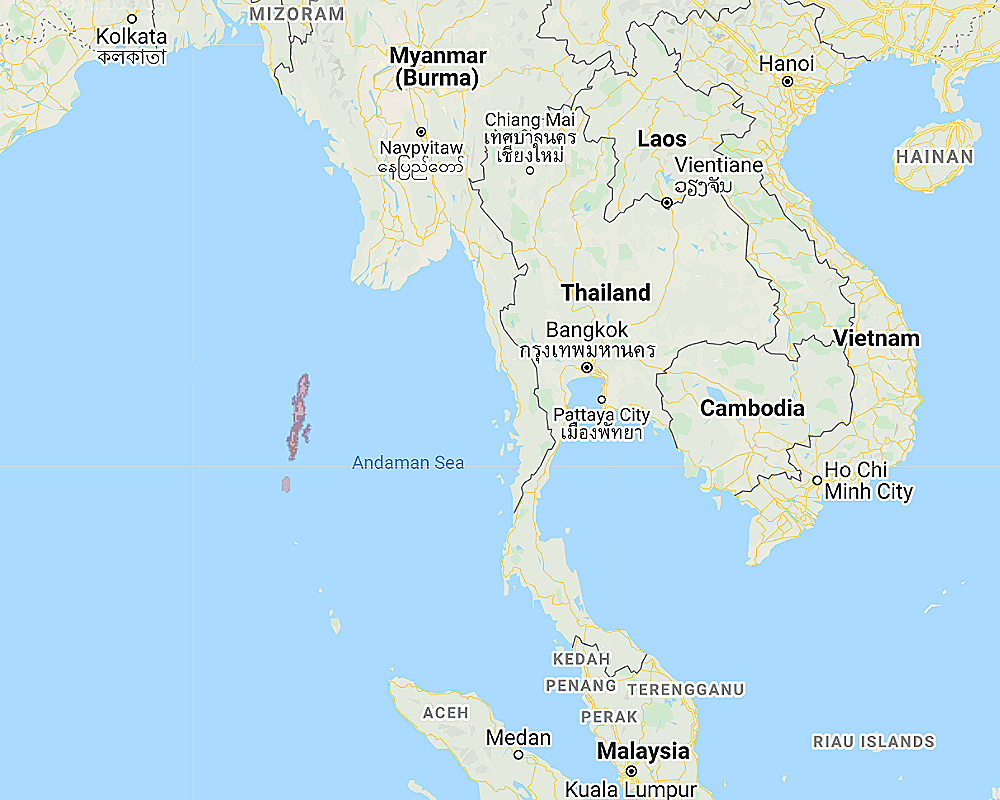 Range of Andaman Hawk Owl (Ninox affinis)