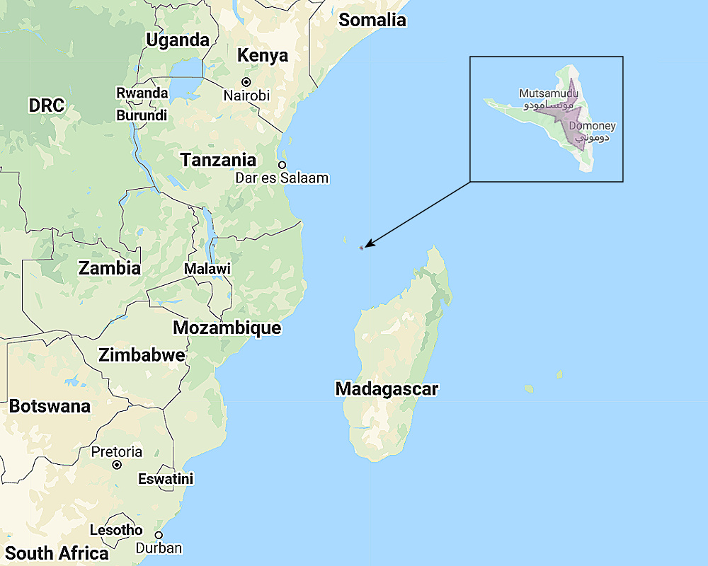 Range of Anjouan Scops Owl (Otus capnodes)