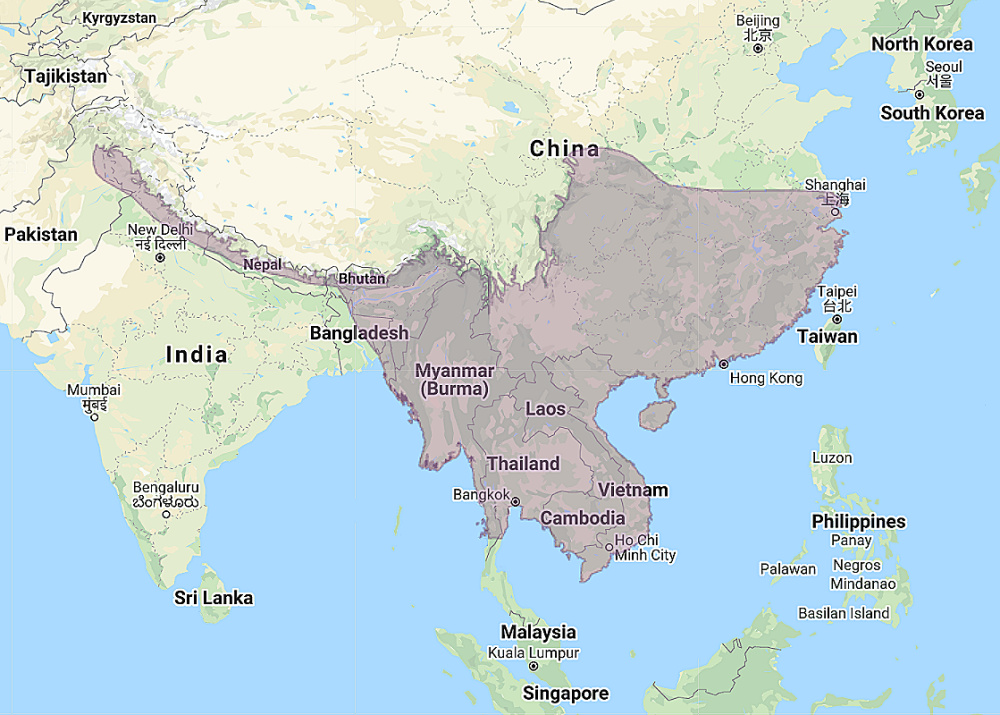 Range of Asian Barred Owlet (Glaucidium cuculoides)