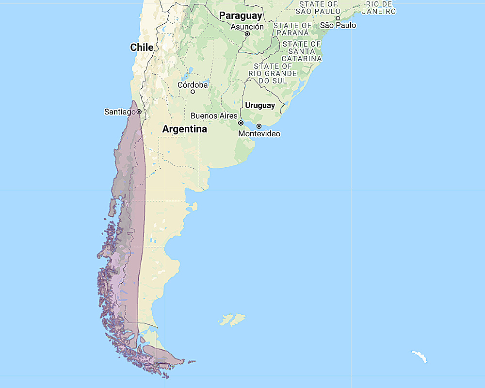 Range of Austral Pygmy Owl (Glaucidium nana)