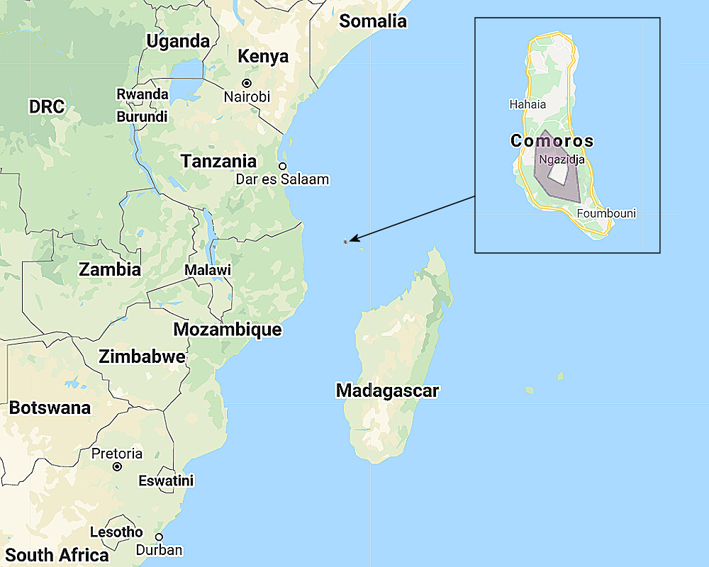 Range of Karthala Scops Owl (Otus pauliani)