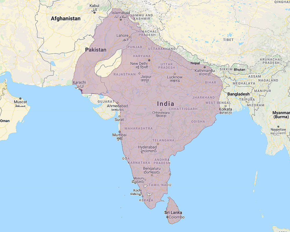 Range of Indian Scops Owl (Otus bakkamoena)