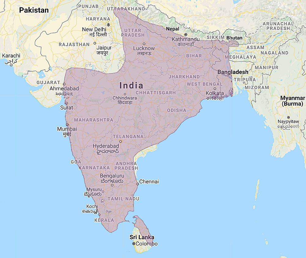 Range of Jungle Owlet (Glaucidium radiatum)