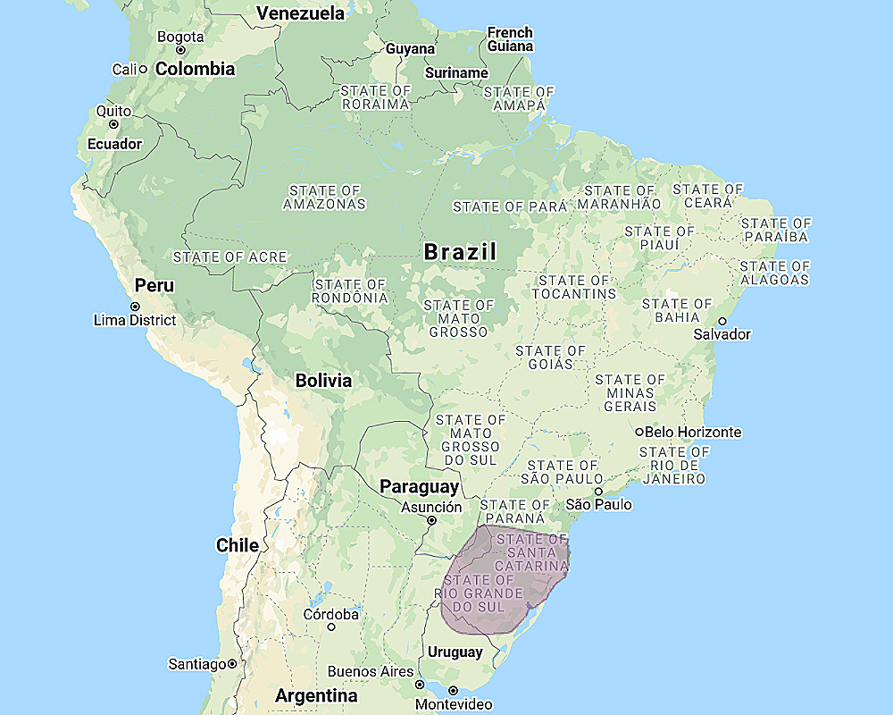 Range of Long-tufted Screech Owl (Megascops sanctaecatarinae)