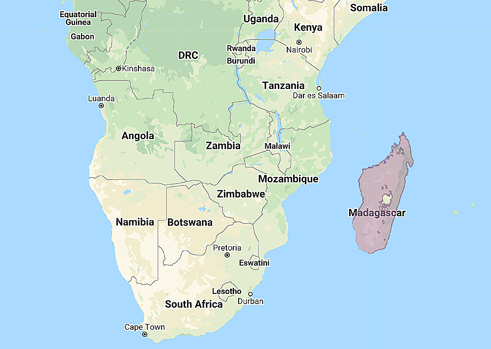 Range of Madagascar Owl (Asio madagascariensis)