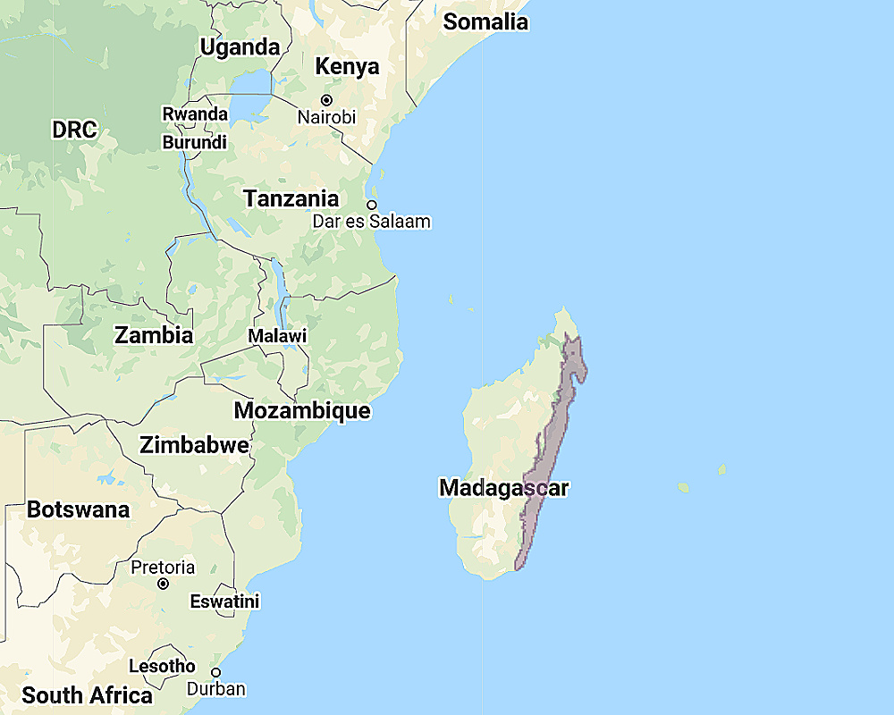 Range of Madagascar Scops Owl (Otus rutilus)