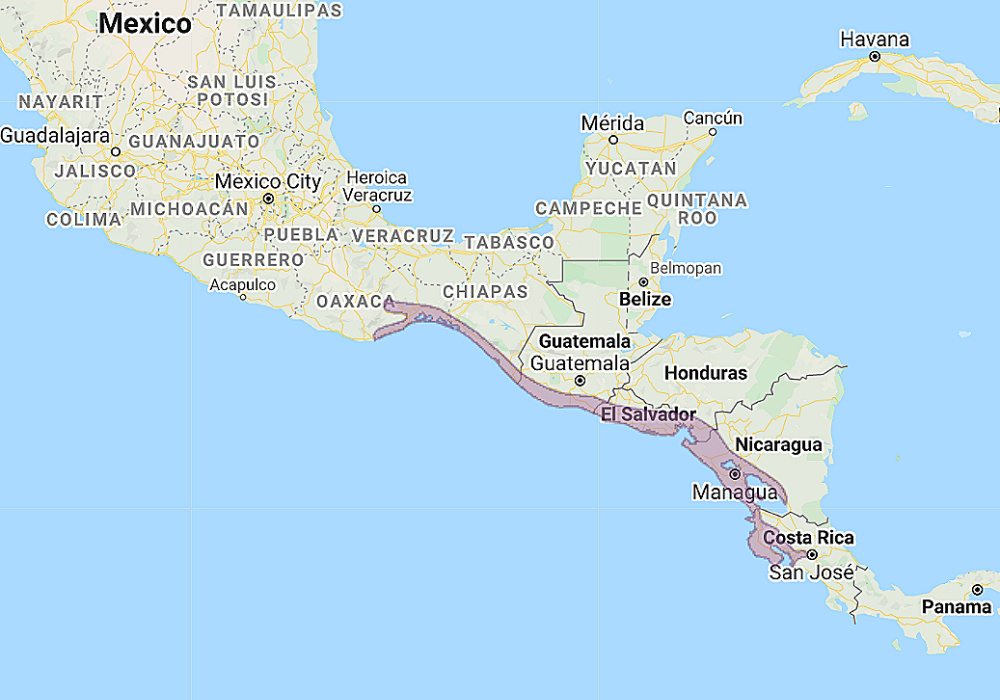 Range of Pacific Screech Owl (Megascops cooperi)