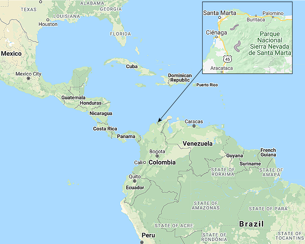 Range of Santa Marta Screech Owl (Megascops gilesi)