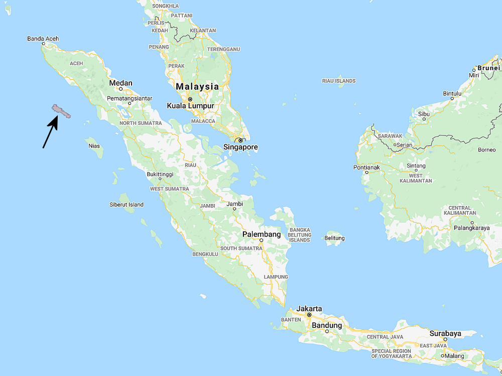 Range of Simeulue Scops Owl (Otus umbra)