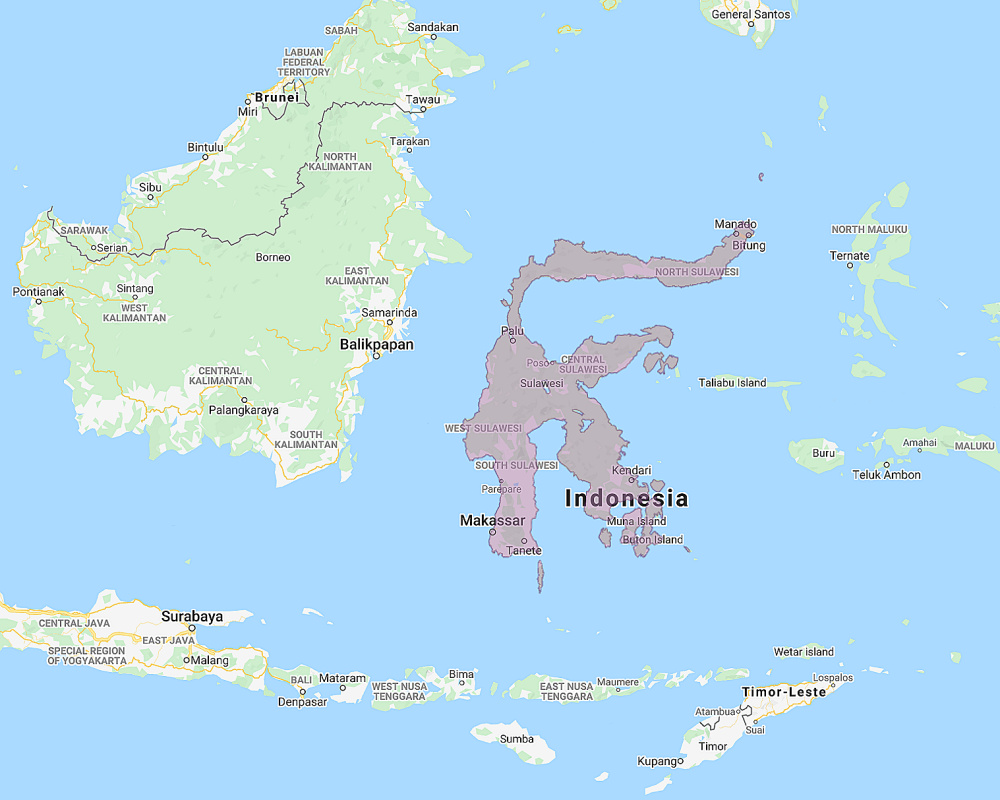 Range of Sulawesi Scops Owl (Otus manadensis)